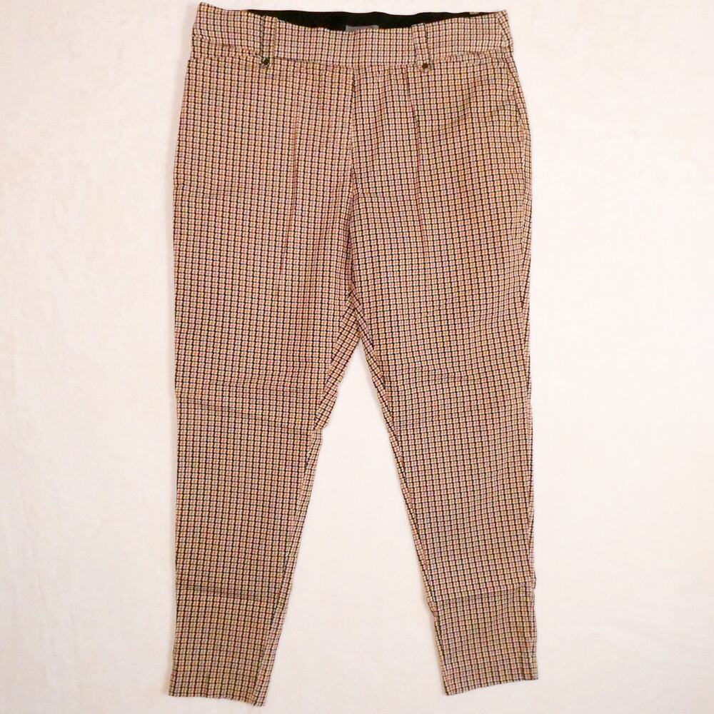 Maurices Black Orange Houndstooth Stretch Pants Size L Skinny Jeggings Punk Y2K